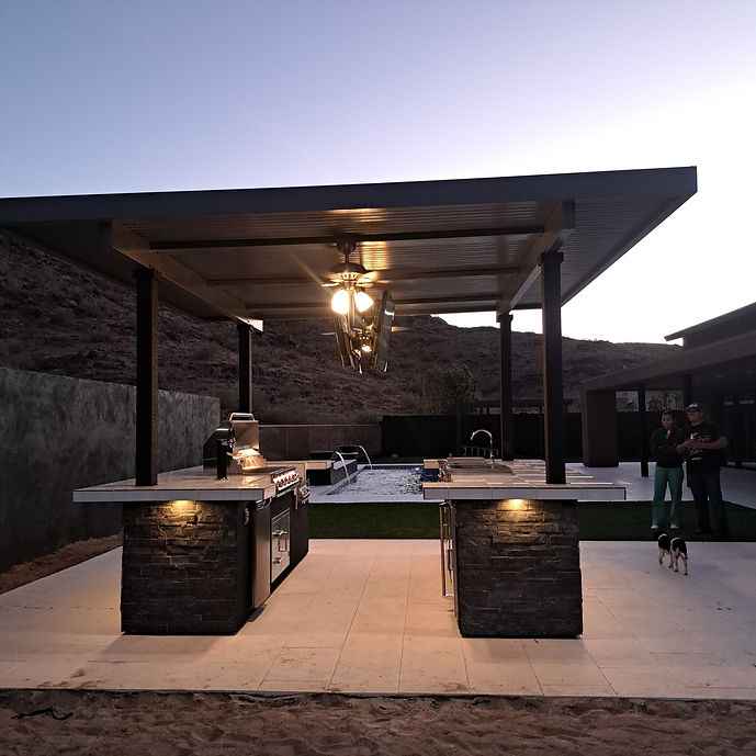 KoKoMo Outdoor Kitchen BBQ Island with Dual TVs — Ultimate Backyard Sports Bar Experience