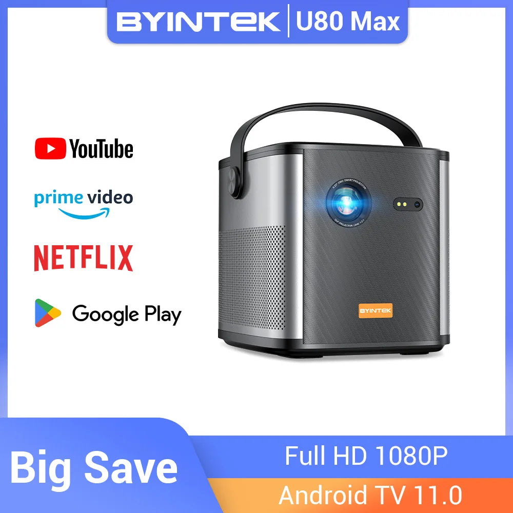 Portable 4K 3D Projector — BYINTEK U80 Max Portable 1080P DLP Projector
