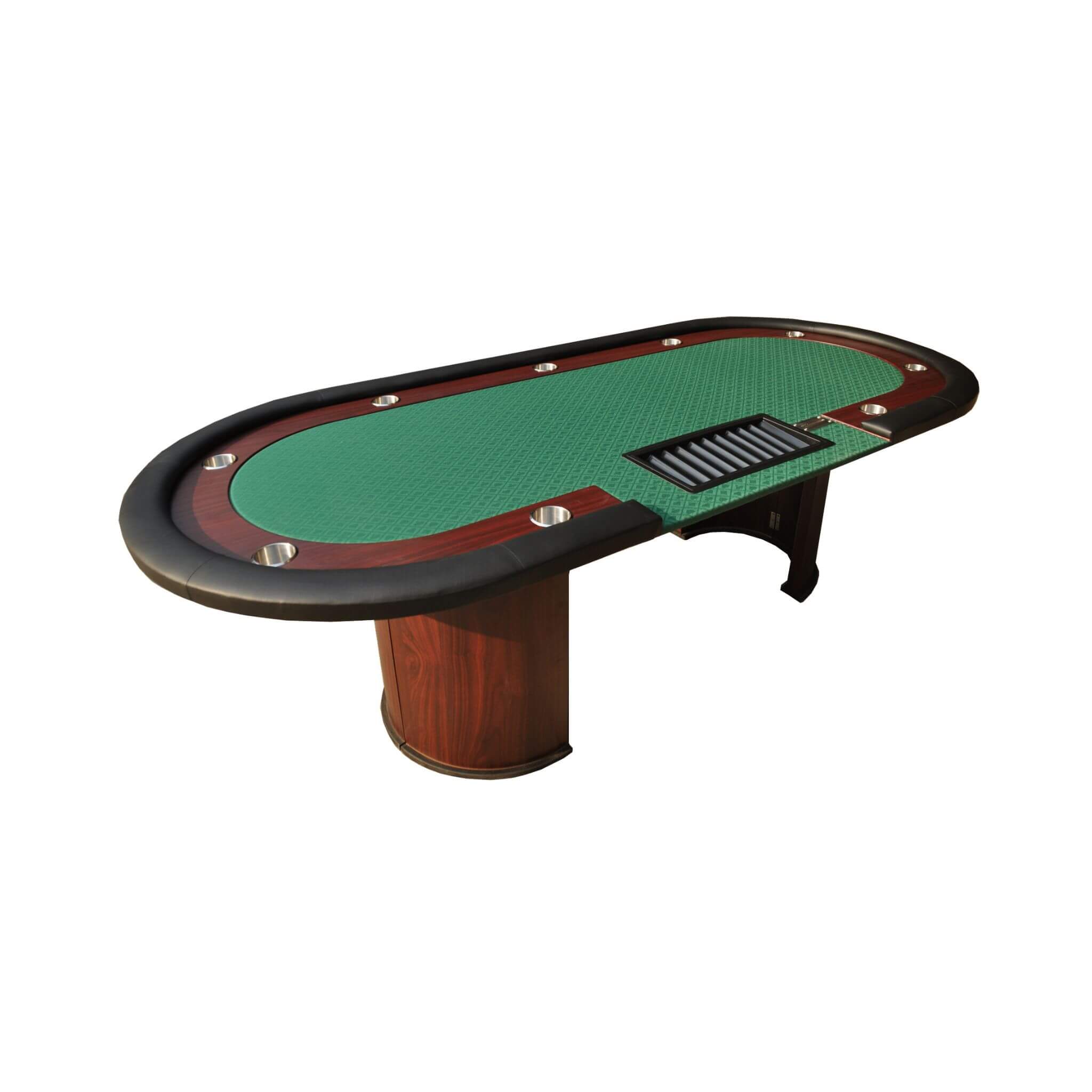 Modern 96-Inch Wooden Poker Table with U-Shaped Legs — Seats 9 + Dealer