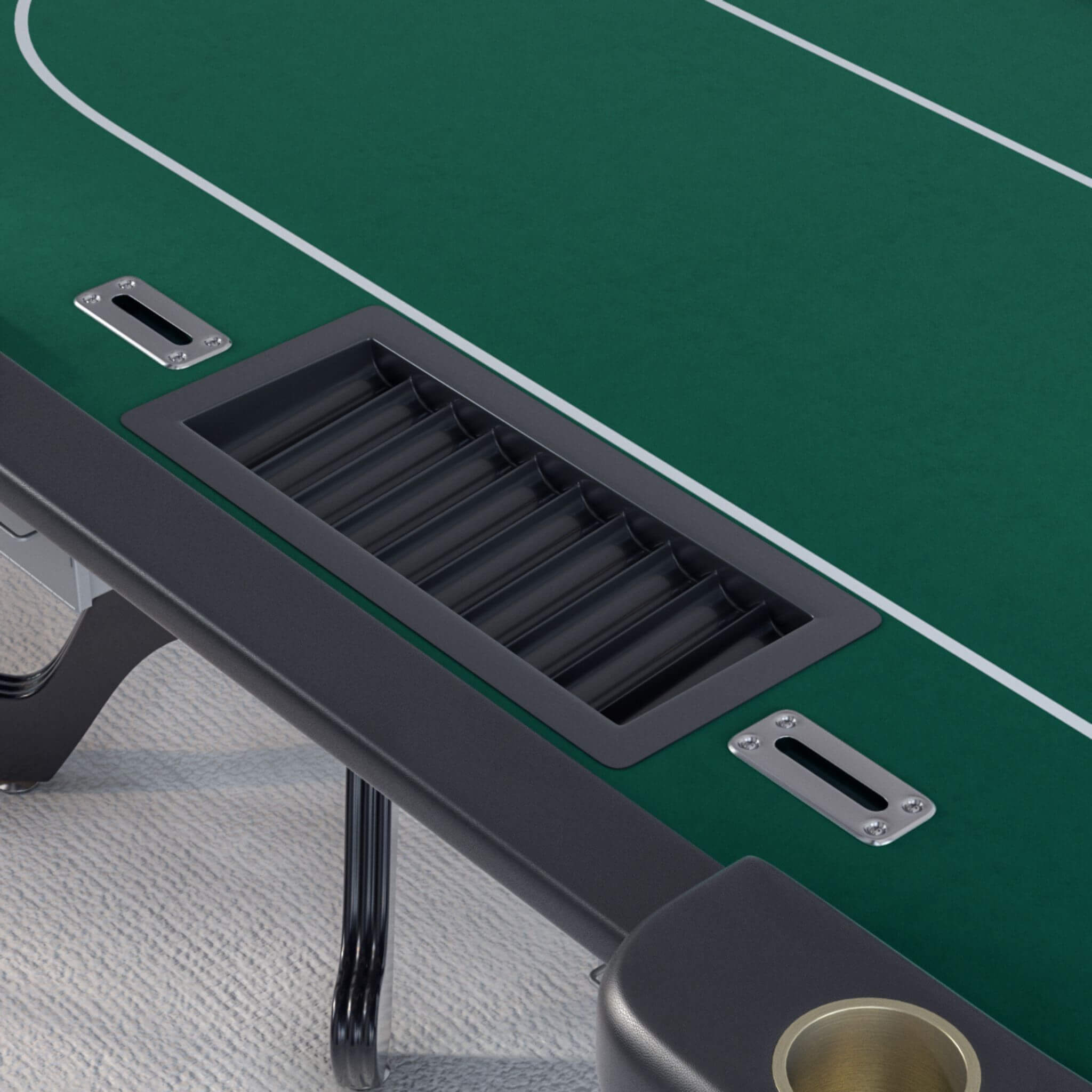 Premium 96-Inch Aura Oval Poker Table with Cup Holders, Chip Tray & Drop Box — Seats 10