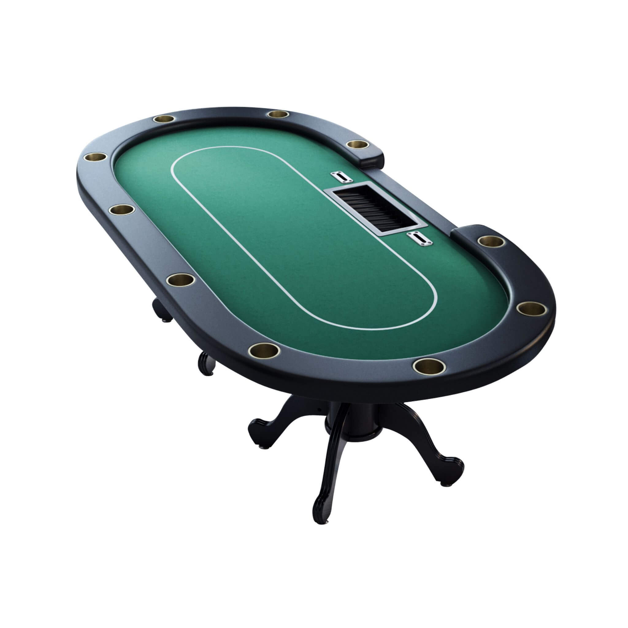 Premium 96-Inch Aura Oval Poker Table with Cup Holders, Chip Tray & Drop Box — Seats 10